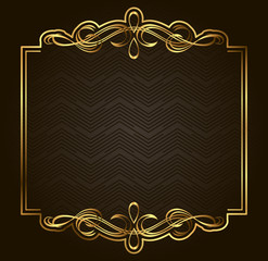 Calligraphic Retro vector gold frame on dark background
