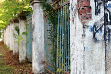 brick columns fence old