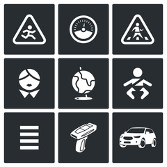 Child safety Icons. Vector Illustration.