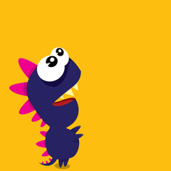 Vector cartoon funny dragon. Cartoon Dinosaur.