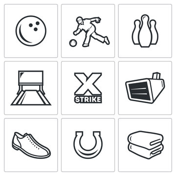 Bowling icons. Vector Illustration.