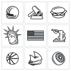 United States Icons. Vector Illustration.