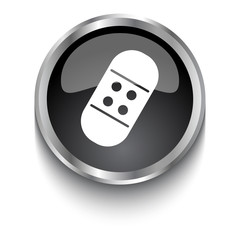 White Band Aid symbol on black glossy web button