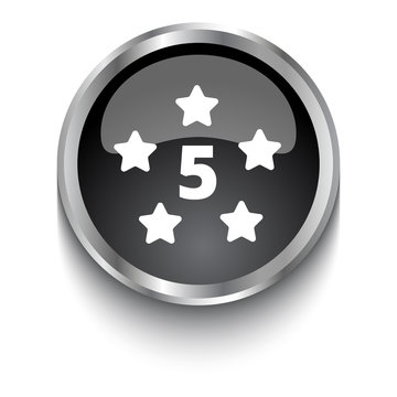 White Five Star symbol on black web button