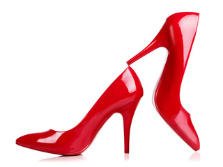 
A pair of red high heels isolated on white. with Clipping path. 