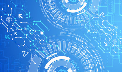 Abstract blue digital communication technology background.