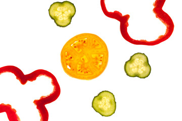 Cut raw sliced vegetables