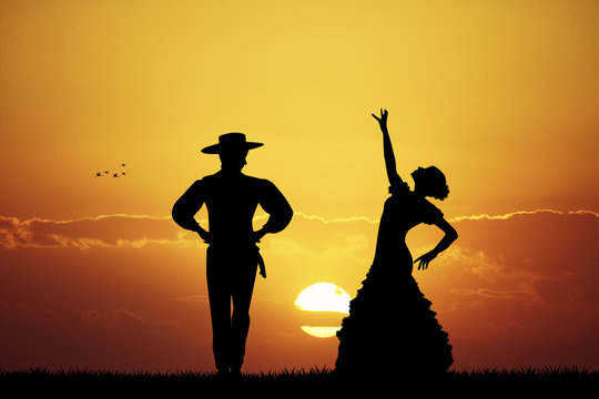 flamenco at sunset