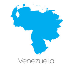 Blue shape with name of the country of Venezuela