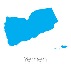 Blue shape with name of the country of Yemen