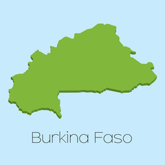 Obraz premium 3D map on blue water background of BurkinaFaso