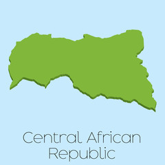 3D map on blue water background of CentralAfricanRepublic