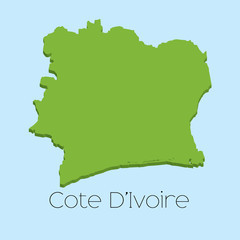 Obraz premium 3D map on blue water background of CoteDivoire