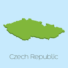 3D map on blue water background of CzechRepublic