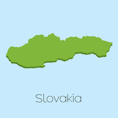 3D map on blue water background of Slovakia
