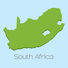 3D map on blue water background of South Africa