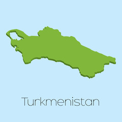 3D map on blue water background of Turkmenistan