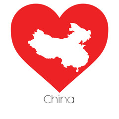 Fototapeta na wymiar Heart illustration with the shape of China