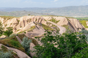 Colourful rock formations in Cappadocia, Turkey