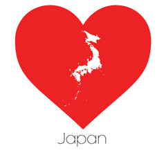 Heart illustration with the shape of Japan