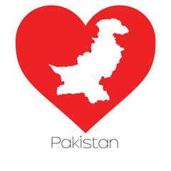 Heart illustration with the shape of Pakistan
