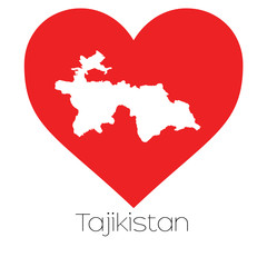 Heart illustration with the shape of Tajikistan