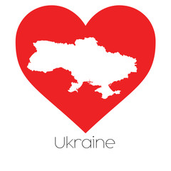 Heart illustration with the shape of Ukraine