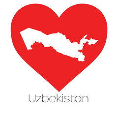 Heart illustration with the shape of Uzbekistan