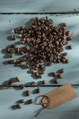 coffee beans on a wooden table