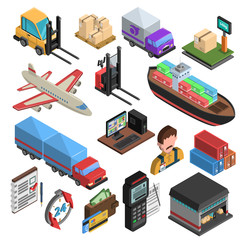 Delivery Types Isometric Icons Set