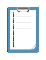 Vector image of a clipboard with test tubes and lines