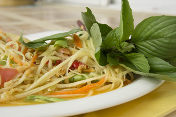papaya salad thai tradition healthy vegetable concept