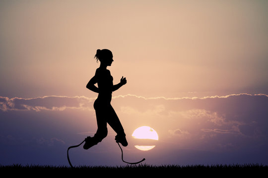 Woman Runs With Prosthesis