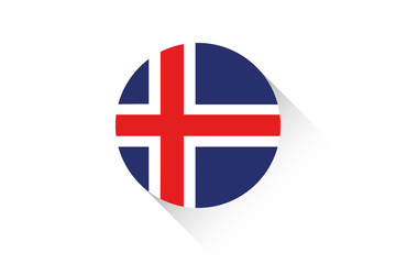 Round flag with shadow of Iceland