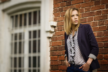 Beautiful fashion woman walking on the street