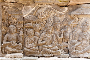 Stone carving of Prambanan Hindu temple, Yogyakarta,  Java