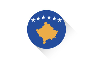 Round flag with shadow of Kosovo