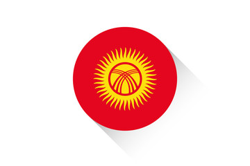 Round flag with shadow of Kyrghyzstan