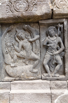 Stone carving of Prambanan Hindu temple, Yogyakarta,  Java