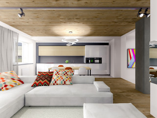 Bright modern living room
3d render