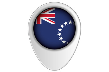 3D Map Pointer Flag Illustration of the country of  Cook Islands
