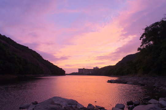 Reflected Purple Sunset In Pok Fu Lam