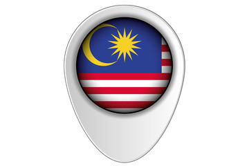 3D Map Pointer Flag Illustration of the country of  Malaysia
