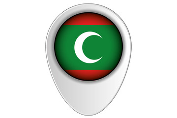 3D Map Pointer Flag Illustration of the country of  Maldives