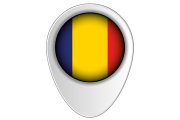 Fototapeta premium 3D Map Pointer Flag Illustration of the country of Romania
