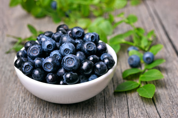 Bowl of blueberries in bowl