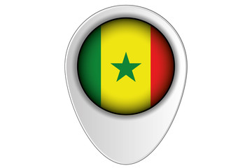 3D Map Pointer Flag Illustration of the country of  Senegal