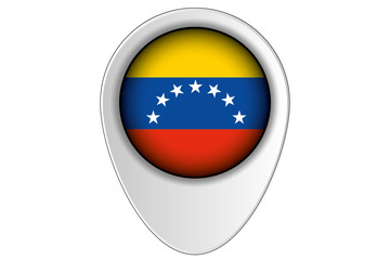 3D Map Pointer Flag Illustration of the country of  Venezuela