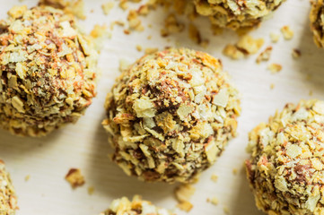 Closeup of chocolate truffles