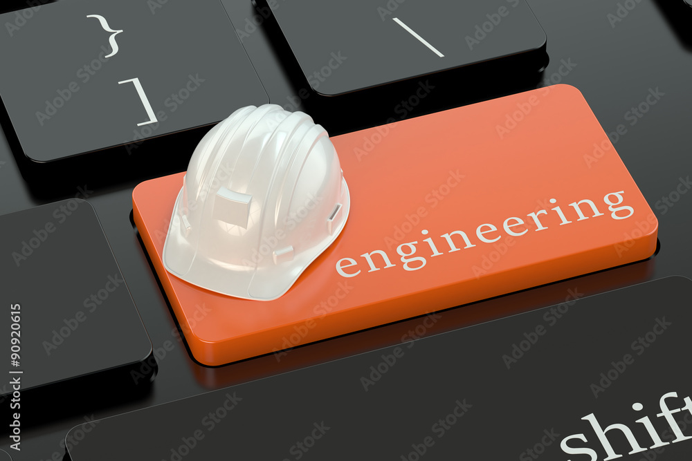 Aufkleber engineering concept on keyboard button